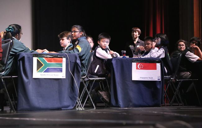 The Clementi Primary School team (right) in action at the 2015 World Final